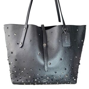 Coach Market Tote Star Rivet Leather Studded Shoulder Bag 59504 Graphite Gray